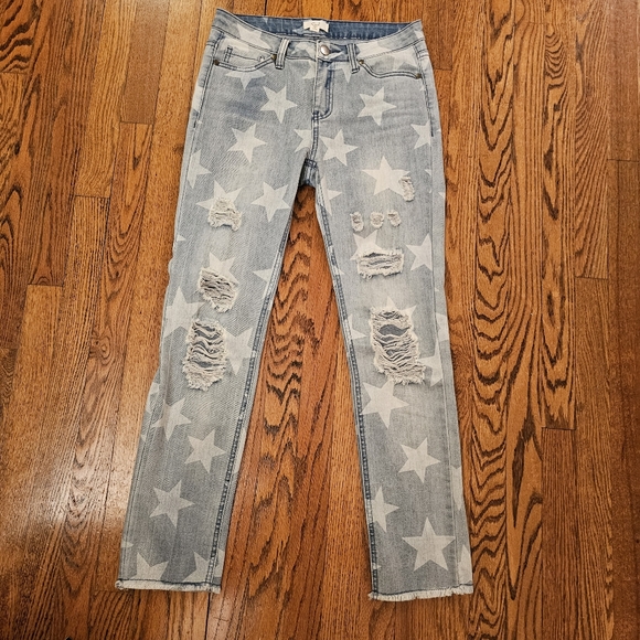 Distressed Stars faded fray hem denim jeans - Picture 8 of 16